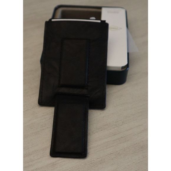 Fossil Black Neel Magnetic Card Case Leather Wallet w/Metal Case RFID Protection - Picture 6 of 8